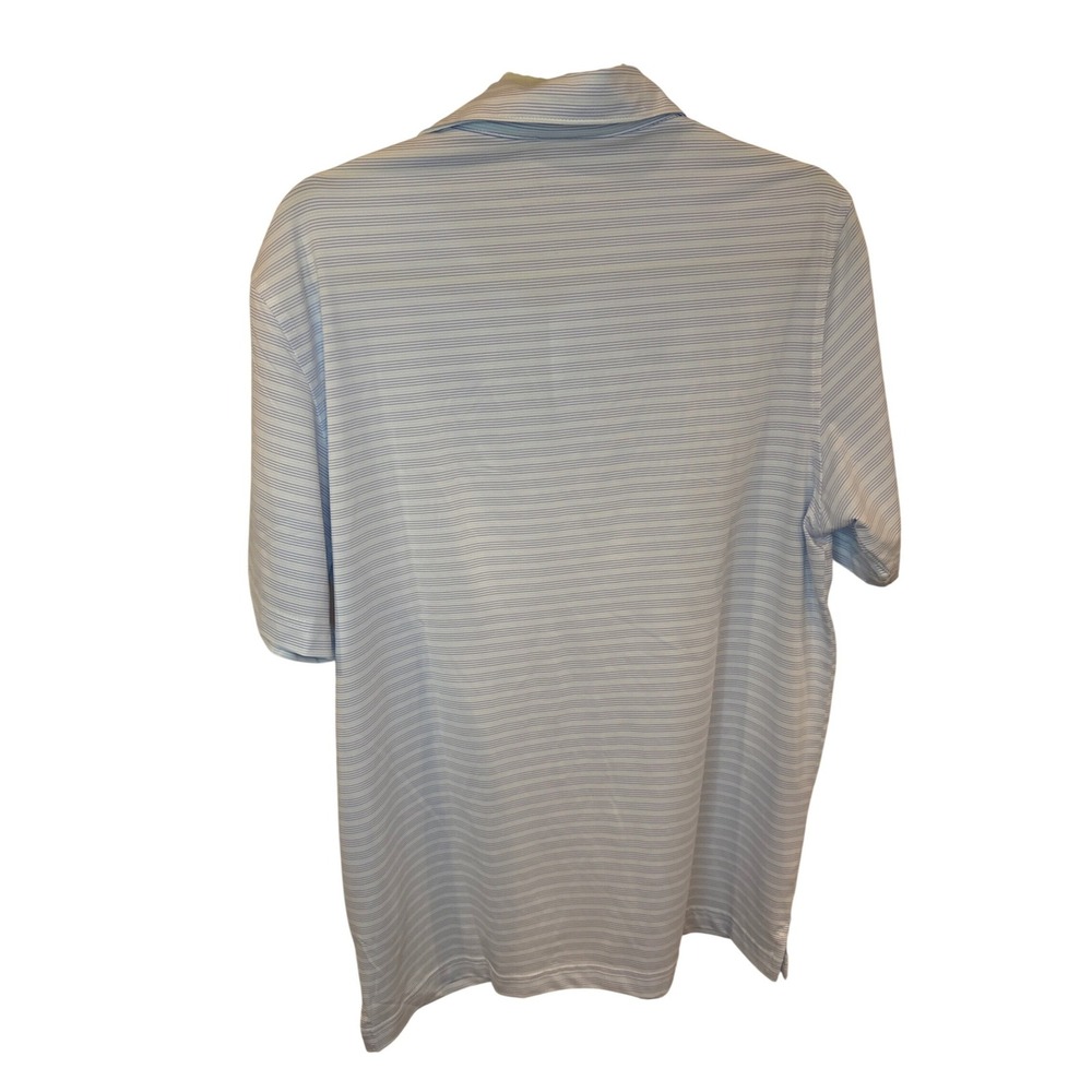 Vineyard Vines St Jean Stripe Performance Polo Shirt Aqua Blue Whale Logo Mens M - Picture 4 of 4